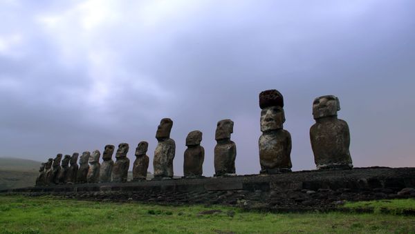 View of Moais -- stone statues of the Rapa Nui culture -- on the Ahu Tongariki site on Easter Island, 3700 km off the Chilean coast in the Pacific Ocean View of Moais -- stone statues of the Rapa Nui culture -- on the Ahu Tongariki site on Easter Island, 3700 km off the Chilean coast in the Pacific Ocean - Sputnik International