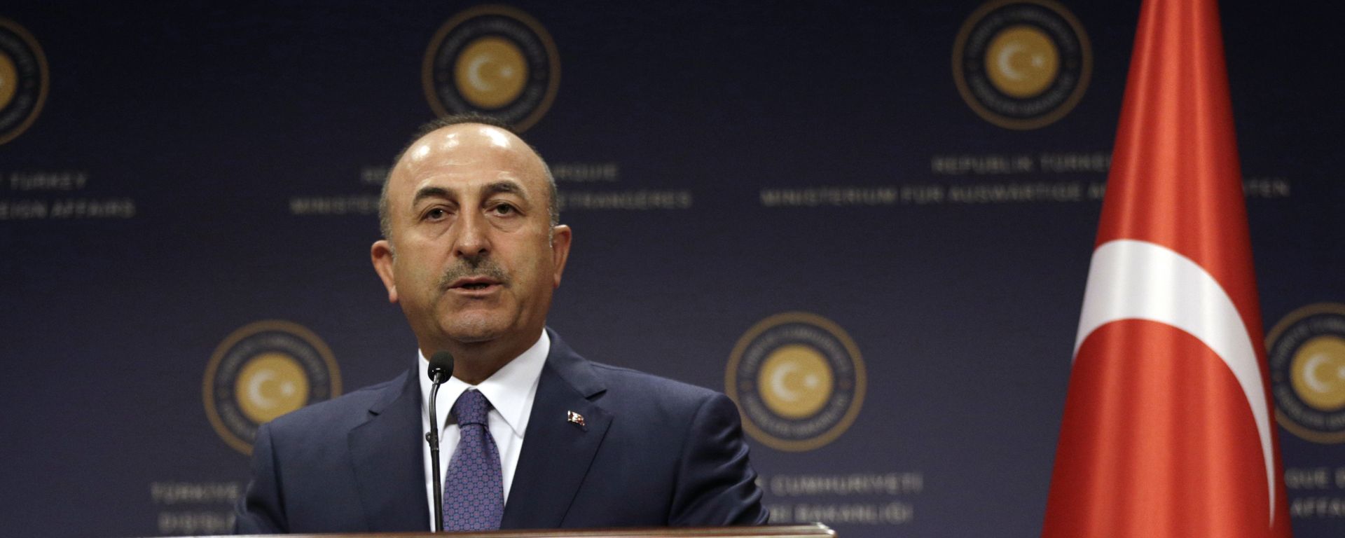 Turkey's Foreign Minister Mevlut Cavusoglu speaks during a joint news conference with German Foreign Minister Sigmar Gabriel in Ankara, Turkey, Monday, June 5, 2017 Turkey's Foreign Minister Mevlut Cavusoglu speaks during a joint news conference with German Foreign Minister Sigmar Gabriel in Ankara, Turkey, Monday, June 5, 2017 - Sputnik International, 1920, 31.01.2023
