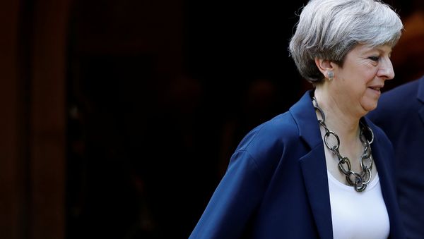 Britain's Prime Minister Theresa May leaves after a church service in Sonning, Britain June 11, 2017. - Sputnik International