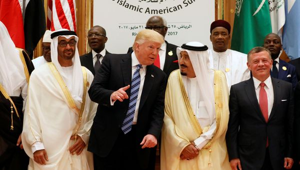 (Front R-L) Jordan's King Abdullah II, Saudi Arabia's King Salman bin Abdulaziz Al Saud, U.S. President Donald Trump, and Abu Dhabi Crown Prince Sheikh Mohammed bin Zayed al-Nahyan pose for a photo during Arab-Islamic-American Summit in Riyadh, Saudi Arabia May 21, 2017 (Front R-L) Jordan's King Abdullah II, Saudi Arabia's King Salman bin Abdulaziz Al Saud, U.S. President Donald Trump, and Abu Dhabi Crown Prince Sheikh Mohammed bin Zayed al-Nahyan pose for a photo during Arab-Islamic-American Summit in Riyadh, Saudi Arabia May 21, 2017 - Sputnik International