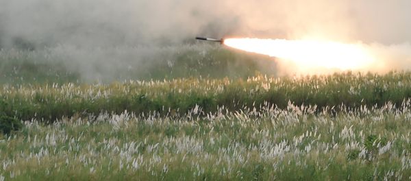 A projectile is launched by a High Mobility Artillery Rocket System (HIMARS) operated by the US Marines during a live fire exercise as part of the Philippines-US amphibious landing exercise (PHIBLEX) at Crow Valley in Capas town, Tarlac province, north of Manila. (File) - Sputnik International