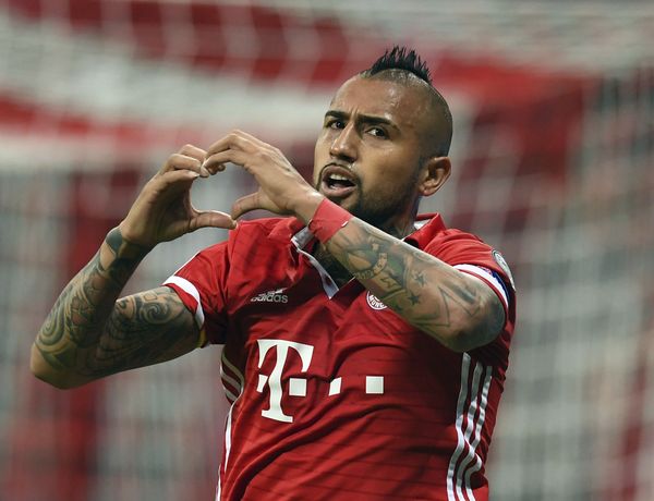 Munich's Arturo Vidal celebrates the opening goal during the Champions League quarterfinal first leg soccer match between FC Bayern Munich and Real Madrid, in Munich, Germany - Sputnik International