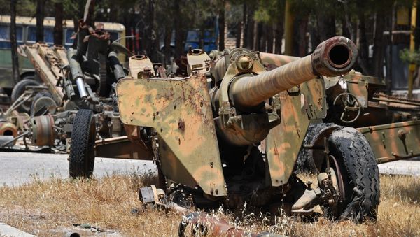 Weapons that need replacement of gun barrels at the artillery weapon, mortar and small arms repair works in Hama province, Syria Weapons that need replacement of gun barrels at the artillery weapon, mortar and small arms repair works in Hama province, Syria - Sputnik International