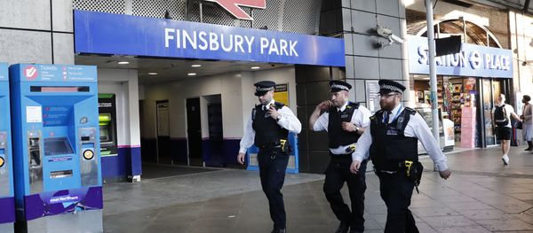 Police patrol outside Finsbury Park station in north London after a vehicle hit pedestrians, on June 19, 2017. Police patrol outside Finsbury Park station in north London after a vehicle hit pedestrians, on June 19, 2017. - Sputnik International