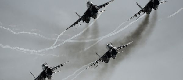 MiG-29 multipurpose fighter aircraft of the Swifts aerobatic team participate in an airshow at the Kubinka air base during the international military-technical forum ARMY-2016. (File) MiG-29 multipurpose fighter aircraft of the Swifts aerobatic team participate in an airshow at the Kubinka air base during the international military-technical forum ARMY-2016. (File) - Sputnik International