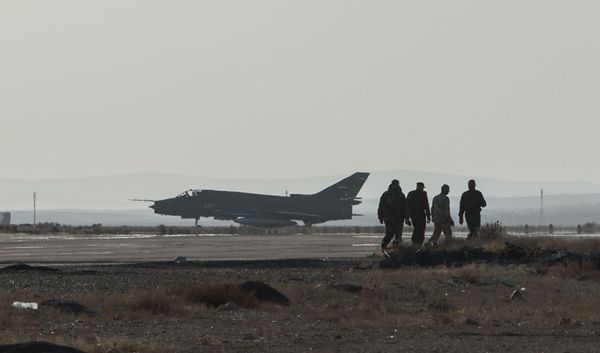 A Su-22 fighter jet at the Syrian Air Force base in Homs province - Sputnik International
