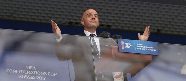 Soccer Football - Russia v New Zealand - FIFA Confederations Cup Russia 2017 - Group A - Saint Petersburg Stadium, St.Petersburg, Russia - June 17, 2017 FIFA president Gianni Infantino before the match Soccer Football - Russia v New Zealand - FIFA Confederations Cup Russia 2017 - Group A - Saint Petersburg Stadium, St.Petersburg, Russia - June 17, 2017 FIFA president Gianni Infantino before the match - Sputnik International
