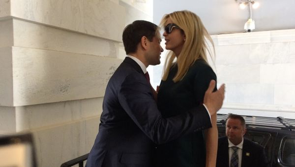 Ivanka Trump, daughter of President Donald Trump, is greeted by Sen. Marco Rubio, R-Fla., as she arrives at the Capitol to meet with lawmakers about parental leave, in Washington, Tuesday, June 20, 2017. - Sputnik International