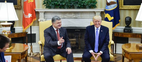Ukrainian President Petro Poroshenko, left, and US President Donald Trump during their meeting. The image is a handout material courtesy of a third party. Editorial use only. Archiving, commercial use and advertising prohibited Ukrainian President Petro Poroshenko, left, and US President Donald Trump during their meeting. The image is a handout material courtesy of a third party. Editorial use only. Archiving, commercial use and advertising prohibited - Sputnik International