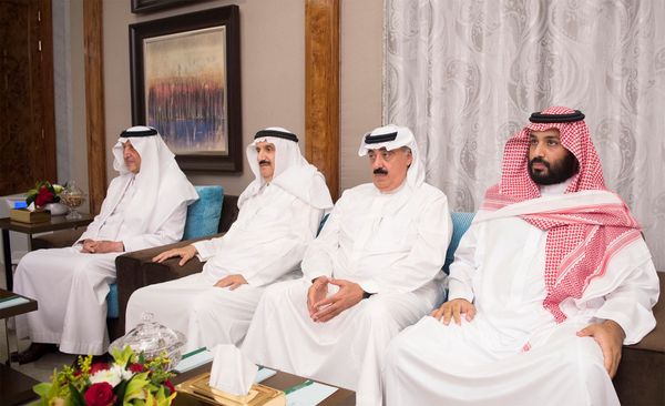 Saudi Deputy Crown Prince Mohammed bin Salman (R) attends a meeting between Emir of Kuwait Sabah Al-Ahmad Al-Jaber Al-Sabah and Saudi Arabia's King Salman bin Abdulaziz Al Saud in Jeddah, Saudi Arabia, June 6, 2017. - Sputnik International