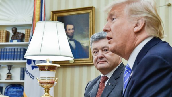 Ukrainian President Petro Poroshenko, left, and US President Donald Trump during their meeting. File photo Ukrainian President Petro Poroshenko, left, and US President Donald Trump during their meeting. File photo - Sputnik International