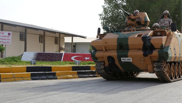 Turkish APC drives at their military base in Doha, Qatar June 18, 2017. Picture taken June 18, 2017 Turkish APC drives at their military base in Doha, Qatar June 18, 2017. Picture taken June 18, 2017 - Sputnik International