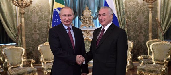 June 21, 2017. President Vladimir Putin and Brazilian President Michel Temer, right, during an official meeting at the Kremlin June 21, 2017. President Vladimir Putin and Brazilian President Michel Temer, right, during an official meeting at the Kremlin - Sputnik International