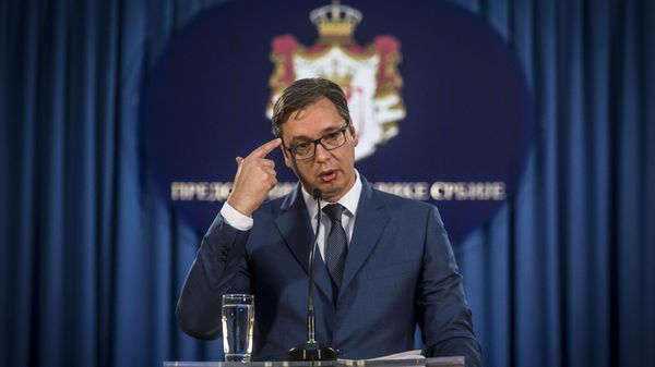 Serbian President Aleksandar Vucic gives a press conference in Belgrade, file photo. - Sputnik International