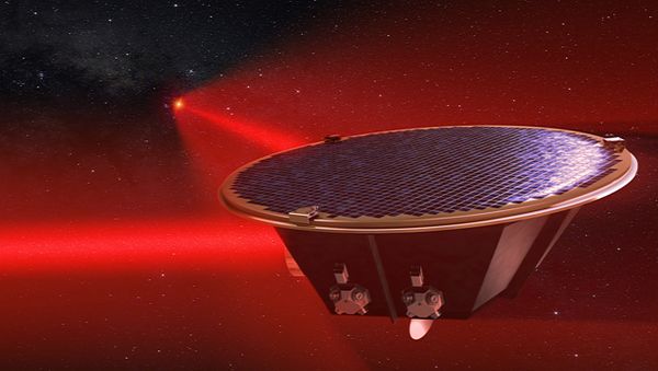Artist's impression of a Laser Interferometer Space Antenna (LISA) mission concept spacecraft Artist's impression of a Laser Interferometer Space Antenna (LISA) mission concept spacecraft - Sputnik International