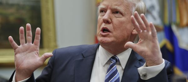 President Donald Trump gestures while speaking during a meeting in the Roosevelt Room of the White House in Washington, Monday, March 13, 2017. - Sputnik International