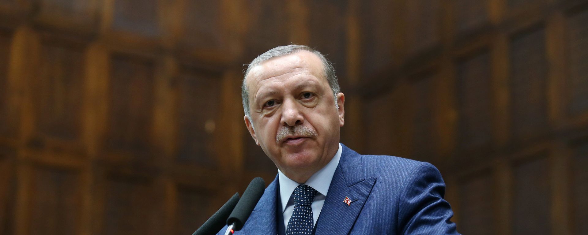Turkish President Tayyip Erdogan addresses members of parliament from his ruling AK Party (AKP) during a meeting at the Turkish parliament in Ankara, Turkey, June 13, 2017 Turkish President Tayyip Erdogan addresses members of parliament from his ruling AK Party (AKP) during a meeting at the Turkish parliament in Ankara, Turkey, June 13, 2017 - Sputnik International, 1920, 18.08.2018