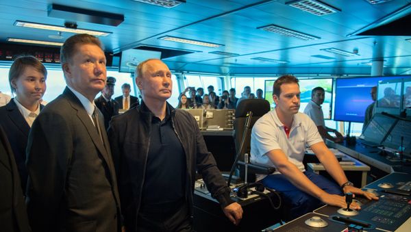 Russian President Vladimir Putin held phone talks with his Turkish counterpart Recep Tayyip Erdogan aboard an installation vessel, informing him that pipe-laying work has started at the Turkish Stream pipeline's deep-water section. Russian President Vladimir Putin held phone talks with his Turkish counterpart Recep Tayyip Erdogan aboard an installation vessel, informing him that pipe-laying work has started at the Turkish Stream pipeline's deep-water section. - Sputnik International