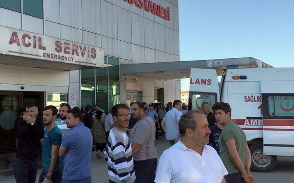 People wait outside a hospital after five people were caught up in an electrical current in the pool at the park in the town of Akyazi. - Sputnik International