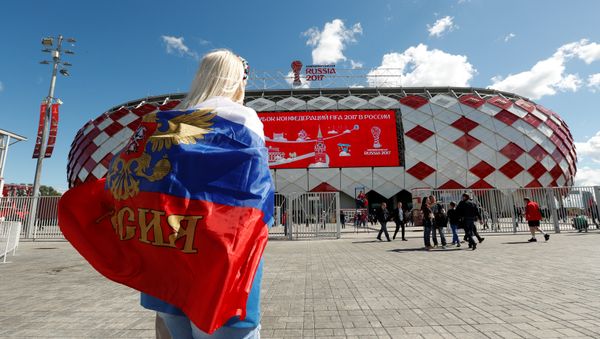 Soccer Football - Russia v Portugal - FIFA Confederations Cup Russia 2017 - Group A - Spartak Stadium, Moscow, Russia - June 21, 2017 Russia fan arrives before the match - Sputnik International