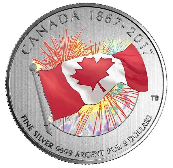 A glow-in-the-dark coin depicting the Canadian flag and fireworks, minted by the Royal Canadian Mint to celebrate the nation's 150th anniversary - Sputnik International