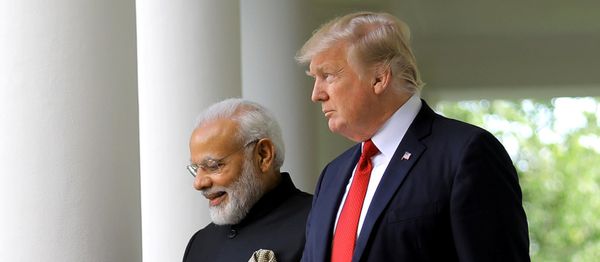 U.S. President Donald Trump (R) arrives for a joint news conference with Indian Prime Minister Narendra Modi (L) in the Rose Garden of the White House in Washington, U.S., June 26, 2017 U.S. President Donald Trump (R) arrives for a joint news conference with Indian Prime Minister Narendra Modi (L) in the Rose Garden of the White House in Washington, U.S., June 26, 2017 - Sputnik International
