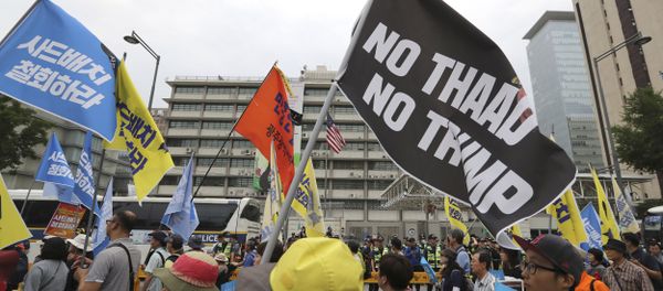 Protesters demonstrate against THAAD outside the US Embassy in Seoul, June 24, 2017 Protesters demonstrate against THAAD outside the US Embassy in Seoul, June 24, 2017 - Sputnik International