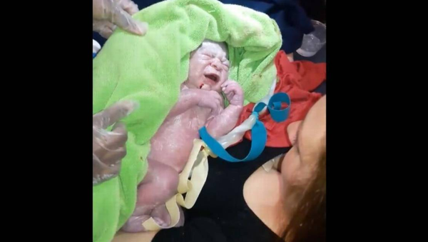 From video of baby in the arms of his mother after she gave birth on a Spirit Airlines flight From video of baby in the arms of his mother after she gave birth on a Spirit Airlines flight - Sputnik International