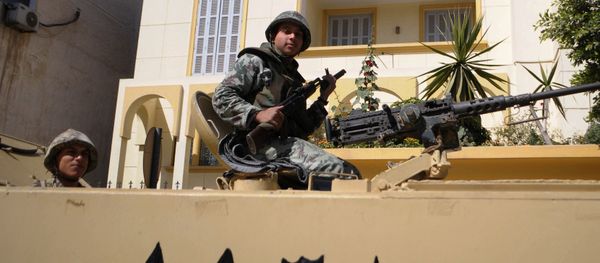 Egyptian soldiers are seen atop of a military vehicle in front of the Libyan consulate in the Egyptian costal city of Alexandria (File) Egyptian soldiers are seen atop of a military vehicle in front of the Libyan consulate in the Egyptian costal city of Alexandria (File) - Sputnik International