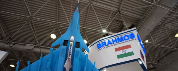 A scale model of the BrahMos missile on display at the 2017 International Maritime Defense Show in St. Petersburg. File photo A scale model of the BrahMos missile on display at the 2017 International Maritime Defense Show in St. Petersburg. File photo - Sputnik International