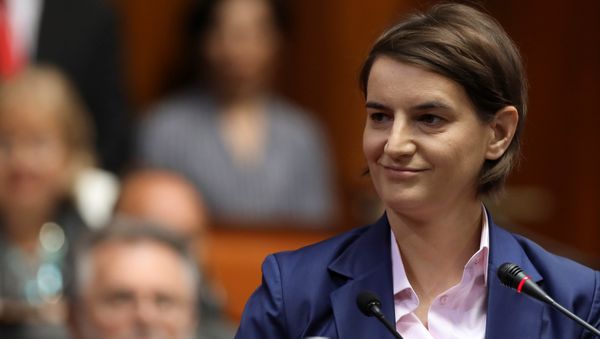 Serbia's Prime Minister designate Ana Brnabic smiles during a parliament session in Belgrade, Serbia June 28, 2017 - Sputnik International