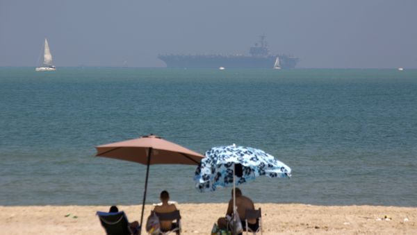 The United States' Navy USS George H.W. Bush aircraft carrier docks in the Mediterranean Sea off the coast of Haifa, Israel, Saturday, July 1, 2017 - Sputnik International