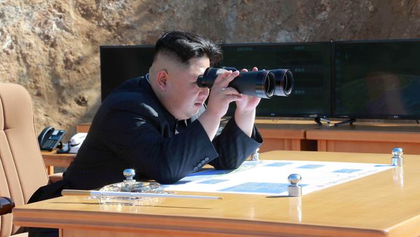 North Korean Leader Kim Jong Un looks on during the test-fire of inter-continental ballistic missile Hwasong-14 in this undated photo released by North Korea's Korean Central News Agency (KCNA) in Pyongyang, July, 4 2017. North Korean Leader Kim Jong Un looks on during the test-fire of inter-continental ballistic missile Hwasong-14 in this undated photo released by North Korea's Korean Central News Agency (KCNA) in Pyongyang, July, 4 2017. - Sputnik International