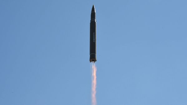 The intercontinental ballistic missile Hwasong-14 is seen during its test in this undated photo released by North Korea's Korean Central News Agency (KCNA) in Pyongyang, July, 4 2017. The intercontinental ballistic missile Hwasong-14 is seen during its test in this undated photo released by North Korea's Korean Central News Agency (KCNA) in Pyongyang, July, 4 2017. - Sputnik International