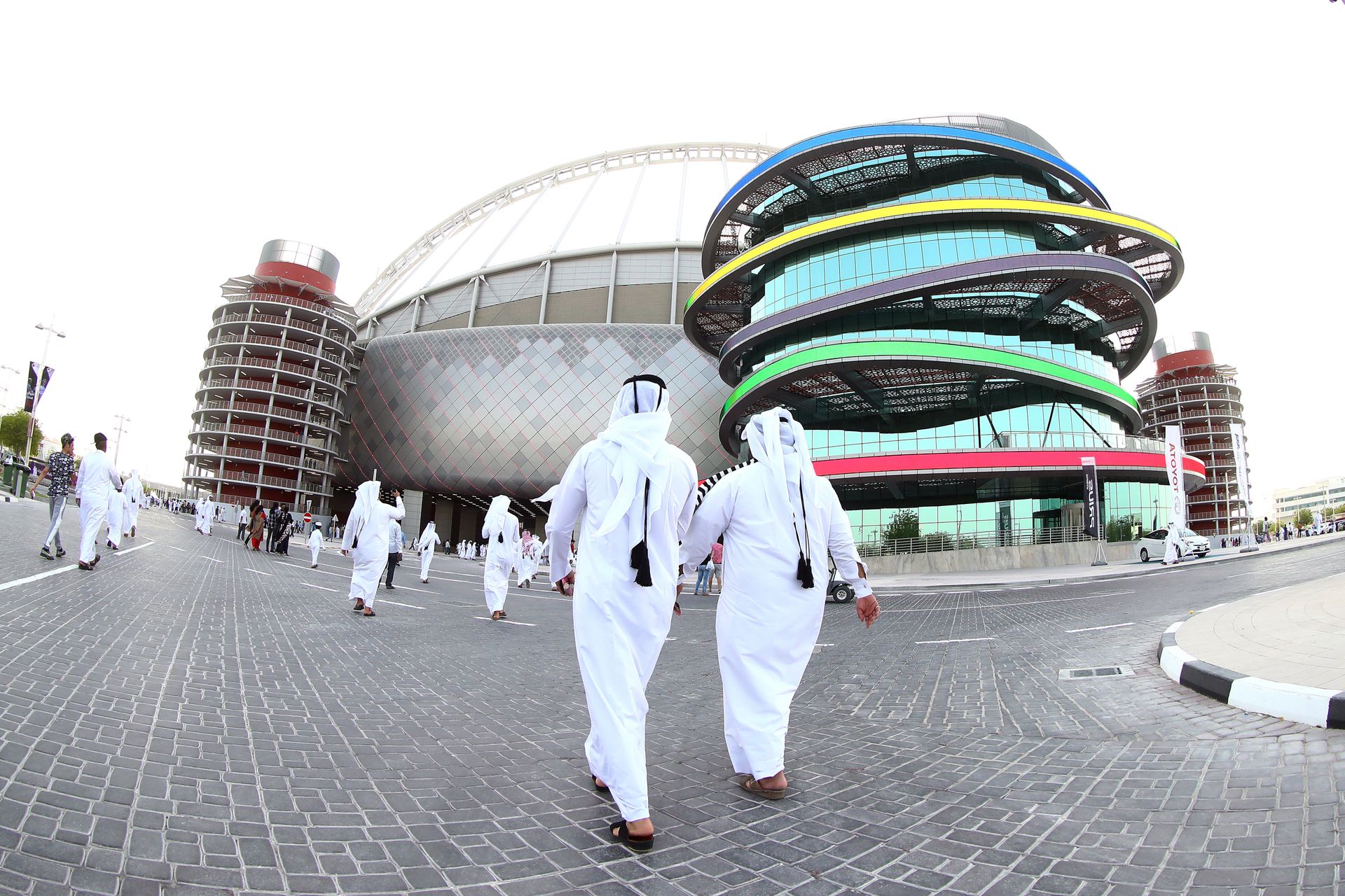 A picture taken with a fisheye lens on May 19, 2017, shows a general view of the Khalifa International Stadium in Doha, after it was refurbished ahead of the Qatar 2022 FIFA World Cup, as fans arrive to attend the Qatar Emir Cup Final football match between Al-Sadd and Al-Rayyan A picture taken with a fisheye lens on May 19, 2017, shows a general view of the Khalifa International Stadium in Doha, after it was refurbished ahead of the Qatar 2022 FIFA World Cup, as fans arrive to attend the Qatar Emir Cup Final football match between Al-Sadd and Al-Rayyan - Sputnik International, 1920, 20.10.2022