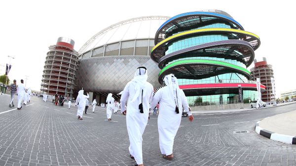 A picture taken with a fisheye lens on May 19, 2017, shows a general view of the Khalifa International Stadium in Doha, after it was refurbished ahead of the Qatar 2022 FIFA World Cup, as fans arrive to attend the Qatar Emir Cup Final football match between Al-Sadd and Al-Rayyan - Sputnik International