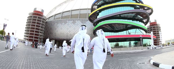 A picture taken with a fisheye lens on May 19, 2017, shows a general view of the Khalifa International Stadium in Doha, after it was refurbished ahead of the Qatar 2022 FIFA World Cup, as fans arrive to attend the Qatar Emir Cup Final football match between Al-Sadd and Al-Rayyan - Sputnik International