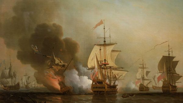 Explosion of San José during Wager's Action. Oil on canvas by Samuel Scott - Sputnik International