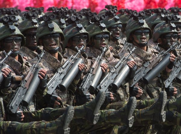Soldiers during a military parade marking the 105th birthday of Kim Il-Sung, the founder of North Korea, in Pyongyang - Sputnik International