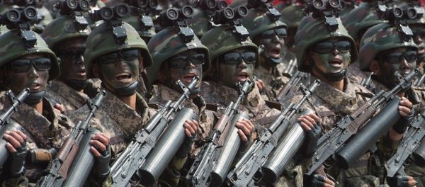 Soldiers during a military parade marking the 105th birthday of Kim Il-Sung, the founder of North Korea, in Pyongyang Soldiers during a military parade marking the 105th birthday of Kim Il-Sung, the founder of North Korea, in Pyongyang - Sputnik International