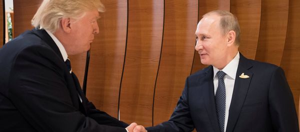 U.S. President Donald Trump and Russia's President Vladimir Putin shake hands during the G20 Summit in Hamburg, Germany in this still image taken from video, July 7, 2017 U.S. President Donald Trump and Russia's President Vladimir Putin shake hands during the G20 Summit in Hamburg, Germany in this still image taken from video, July 7, 2017 - Sputnik International