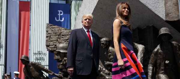 President Donald Trump walks with first lady Melania Trump to deliver a speech at Krasinski Square at the Royal Castle, Thursday, July 6, 2017, in Warsaw President Donald Trump walks with first lady Melania Trump to deliver a speech at Krasinski Square at the Royal Castle, Thursday, July 6, 2017, in Warsaw - Sputnik International