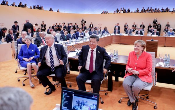 (L-R) US President Donald Trump, China's President Xi Jinping, German Chancellor Angela Merkel, Argentinia's President Mauricio Macri and Australia's Prime Minister Malcolm Turnbull turn around for photographers at the start of the first working sessionthe G20 summit in Hamburg, Germany, July 7, 2017 (L-R) US President Donald Trump, China's President Xi Jinping, German Chancellor Angela Merkel, Argentinia's President Mauricio Macri and Australia's Prime Minister Malcolm Turnbull turn around for photographers at the start of the first working sessionthe G20 summit in Hamburg, Germany, July 7, 2017 - Sputnik International