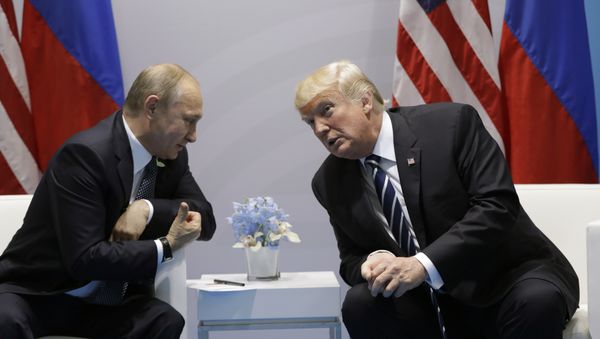 President Donald Trump meets with Russian President Vladimir Putin at the G20 Summit, Friday, July 7, 2017, in Hamburg President Donald Trump meets with Russian President Vladimir Putin at the G20 Summit, Friday, July 7, 2017, in Hamburg - Sputnik International