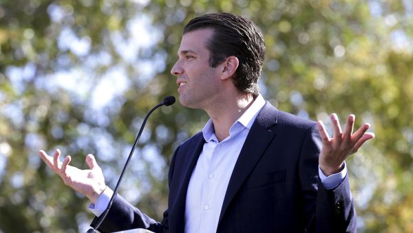 Donald Trump Jr. campaigns for his father, Republican presidential candidate Donald Trump, Friday, Nov. 4, 2016, in Gilbert, Ariz. Donald Trump Jr. campaigns for his father, Republican presidential candidate Donald Trump, Friday, Nov. 4, 2016, in Gilbert, Ariz. - Sputnik International