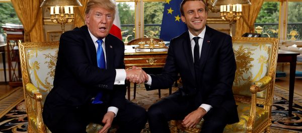 French President Emmanuel Macron and U.S. President Donald Trump (L) shake hands as they meet at the Elysee Palace in Paris, France, July 13, 2017. French President Emmanuel Macron and U.S. President Donald Trump (L) shake hands as they meet at the Elysee Palace in Paris, France, July 13, 2017. - Sputnik International