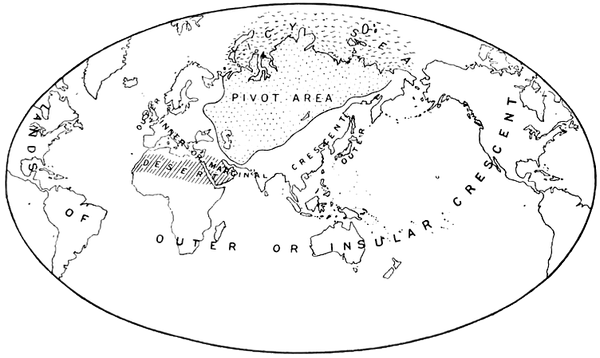 Map of the Heartland Theory, as published by H.J. Mackinder in 1904, which suggests that the Heartland's size and central position in the world makes it the key to controlling the World-Island of Europe, Asia and Africa. - Sputnik International