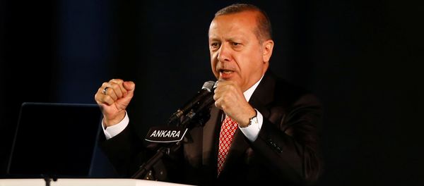 Turkey's President Tayyip Erdogan addresses his supporters during a ceremony marking the first anniversary of the attempted coup in front of the Turkish Parliament in Ankara, Turkey July 16, 2017. Turkey's President Tayyip Erdogan addresses his supporters during a ceremony marking the first anniversary of the attempted coup in front of the Turkish Parliament in Ankara, Turkey July 16, 2017. - Sputnik International