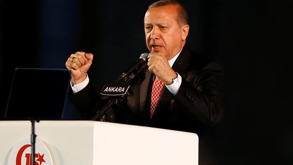 Turkey's President Tayyip Erdogan addresses his supporters during a ceremony marking the first anniversary of the attempted coup in front of the Turkish Parliament in Ankara, Turkey July 16, 2017. - Sputnik International