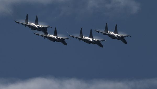 Su-35 jets of aerobatics team Russkiye Sokoly, or Russian Falcons, perform during the MAKS-2017 International Aviation and Space Show in Zhukovsky, outside Moscow, Russia, Friday, July 21, 2017 Su-35 jets of aerobatics team Russkiye Sokoly, or Russian Falcons, perform during the MAKS-2017 International Aviation and Space Show in Zhukovsky, outside Moscow, Russia, Friday, July 21, 2017 - Sputnik International